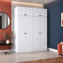 Rani Mobilya Rani EA176 Modern Portmanto 8 Kapaklı Raflı Askılı Ayakkabılık Vestiyer Beyaz