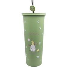 Pratik Ev Lisanslı Pipetli Paslanmaz Çelik Matara, 800 Ml, Pochacco