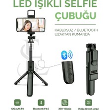 MiraLive LED Işıklı Selfie Çubuğu Bluetooth Kumandalı Kablosuz Tripot Selfie Monopod Selfie Stick Siyah