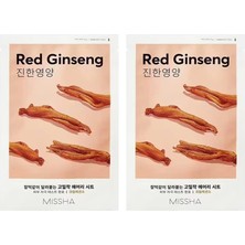 Pratik Ev Kırmızı Ginseng Özlü Canlı Görünüm Sağlayan Yaprak Maske (1AD) Airy Fit Sheet Mask Red Ginseng 2'li Paket