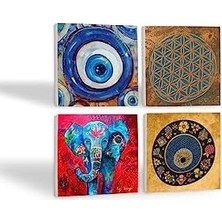 Prime Nazar, Yaşam Çiçeği, Fil Taş Bardak Altlığı Seti - 4 Parça - Dekoratif, Rustik Mutfak Aksesuarı, 10X10 Cm, Kaydırmaz Tabanlı, Şık ve Dayanıklı S