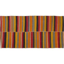 Apex Halı El Dokuması Vintage Yün-Pamuk Çizgili Çaput Halı 31695 142 x 277 cm