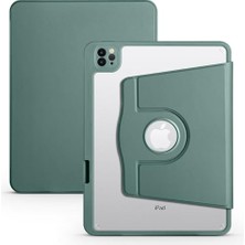 Pratik Ev Apple ile Uyumlu iPad Air 11 2025 M3 Termik, Kalem Bölmeli, Dönebilen Standlı Koyu Yeşil Tablet Kılıfı