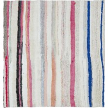 Apex Halı El Dokuması Vintage Yün Pamuk Çizgili Çaput Halı 31772 154X150 cm