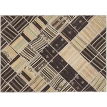 Apex Halı El Dokuması Patchwork Vintage Yün-Pamuk Çizgili Halı 11502 173 x 240 cm