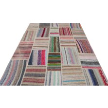 Apex Halı El Dokuması Patchwork Vintage Yün-Pamuk Çizgili Halı 22405 189 x 273 cm