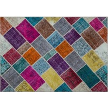 Apex Halı El Dokuması Patchwork Vintage Yün-Pamuk Multi Naturel Halı 26487 160 x 230 cm