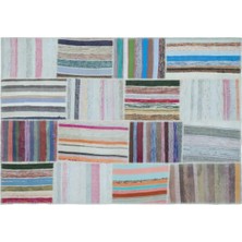 Apex Halı El Dokuması Patchwork Vintage Yün-Pamuk Çizgili Halı 25463 160 x 230 cm