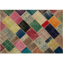 Apex Halı El Dokuması Patchwork Vintage Yün-Pamuk Multi Naturel Halı 21673 160 x 233 cm