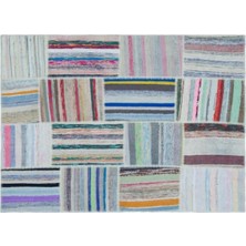Apex Halı El Dokuması Patchwork Vintage Yün-Pamuk Çizgili Halı 25395 160 x 220 cm