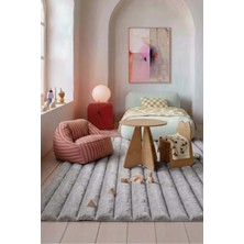 Apex Halı Yıkanabilir Yumuşak Peluş Post Shaggy Çocuk Odası Oturma Odası Salon Mutfak Halısı Linio Gri
