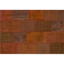 Apex Halı El Dokuması Patchwork Vintage Yün-Pamuk Turuncu Halı 33905 160 x 230 cm