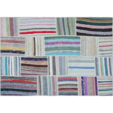 Apex Halı El Dokuması Patchwork Vintage Yün-Pamuk Çizgili Halı 25490 160 x 226 cm