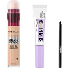Pratik Ev Instant Anti Age Eraser Kapatıcı - 01 Light & Super Lock Brow Glue Kaş Sabitleyici Maskara & Tattoo Mini Jel Göz Kalemi Hediyeli