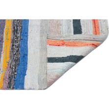 Apex Halı El Dokuması Vintage Yün-Pamuk Çizgili Çaput Halı 31893 122 x 348 cm