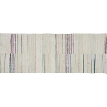 Apex Halı El Dokuması Vintage Yün-Pamuk Çizgili Çaput Halı 32111 113 x 301 cm