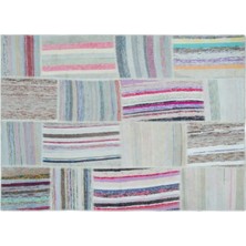 Apex Halı El Dokuması Patchwork Vintage Yün-Pamuk Çizgili Halı 22494 160 x 230 cm