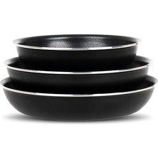 Pratik Ev All-In-One Titanium 4 Parça Set: 20-24-28 cm Tava, 1 Adet Özel Sap