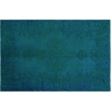 Apex Halı El Dokuması Vintage Yün-Pamuk Turkuaz Halı 27647 161 x 240 cm