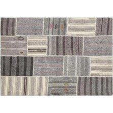 Apex Halı El Dokuması Patchwork Vintage Yün-Pamuk Çizgili Halı 1138 160 x 230 cm
