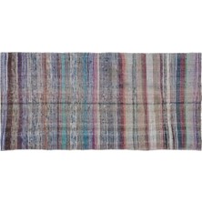 Apex Halı El Dokuması Vintage Yün-Pamuk Çizgili Çaput Halı 32081 138 x 283 cm