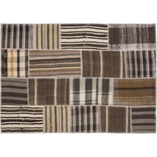 Apex Halı El Dokuması Patchwork Vintage Yün-Pamuk Çizgili Halı 1156 160 x 230 cm