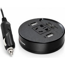 Moddestore 12V Araç Invertörü 150W 220V Priz Çevirici USB ve Type-C G22 / USB Çıkışı, Type