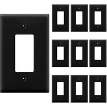 Pratik Ev Dekoratör Işık Anahtarı Veya Priz Çıkışı Duvar Plakası, Parlak Yüzey, Büyük Boy, 1-Takım, 14 cm x 8,89 Cm, Kırılmaz Polikarbonat Termoplastik, Ul Listeli, 8831O-BK-10 Adet, Siyah, 10'lu Paket