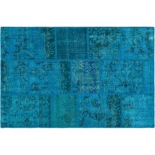 Apex Halı El Dokuması Patchwork Vintage Yün-Pamuk Turkuaz Halı 25110 120 x 180 cm