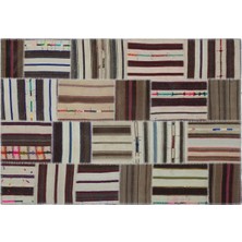 Apex Halı El Dokuması Patchwork Vintage Yün Çizgili Halı