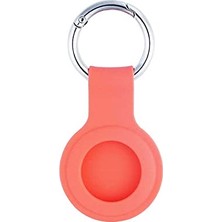 Pratik Ev Airtag Uyumlu Koyu Turuncu Silikon Anahtarlık Kılıfı 01