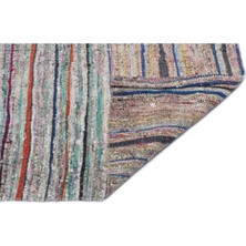 Apex Halı El Dokuması Vintage Yün-Pamuk Çizgili Çaput Halı 32096 123 x 256 cm