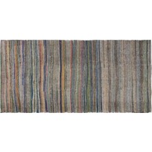 Apex Halı El Dokuması Vintage Yün-Pamuk Çizgili Çaput Halı 31780 146 x 316 cm