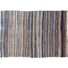 Apex Halı El Dokuması Vintage Yün-Pamuk Çizgili Çaput Halı 32540 127 x 181 cm