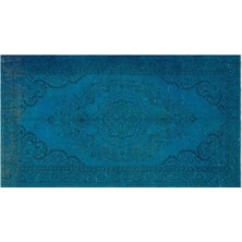 Apex Halı El Dokuması Vintage Yün-Pamuk Turkuaz Halı 141 x 268 cm