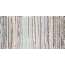 Apex Halı El Dokuması Vintage Yün Pamuk Çizgili Çaput Halı 31689 155 x 307 cm