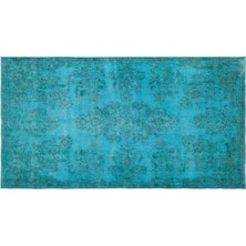 Apex Halı El Dokuması Vintage Yün-Pamuk Turkuaz Halı 23321 158 x 290 cm