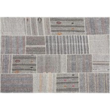 Apex Halı El Dokuması Patchwork Vintage Yün-Pamuk Çizgili Halı 1250 160 x 230 cm