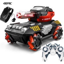 Odea Tr Uzaktan Kumandalı Drift Tank 1:14 Rc Askeri Araç, Su Mermili Water Bomb, 4WD Off Road, 360° Hareket, Buhar Efektli, Işıklı Sesli, El Hareket Sensörlü Bileklik Kumandalı Şarjlı Oyuncak