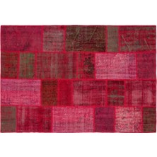 Apex Halı El Dokuması Patchwork Vintage Yün-Pamuk Kırmızı Halı 34205 158 x 231 cm