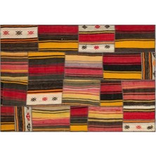 Apex Halı El Dokuması Patchwork Vintage Yün-Pamuk Çizgili Halı 36355 158 x 228 cm