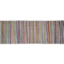Apex Halı El Dokuması Vintage Yün-Pamuk Çizgili Çaput Halı 32486 121 x 333 cm