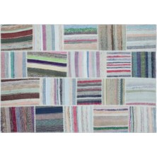 Apex Halı El Dokuması Patchwork Vintage Yün-Pamuk Çizgili Halı 25489 160 x 228 cm
