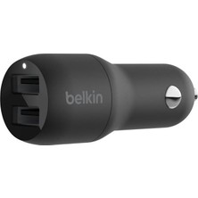Boost Charge Çift Bağlantı Noktalı 24 W Araç Şarjı, ve Telefon Uyumlu, Siyah, CCB001BTBK
