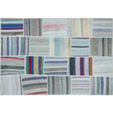 Apex Halı El Dokuması Patchwork Vintage Yün-Pamuk Çizgili Halı 22536 160 x 230 cm