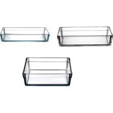 Odea Tr Melik's Borcam 3'lü Fırın Saklama Kabı Seti, Beyaz, 22X22X6 cm / 28,7X19,7 cm / 36,7X25,7 cm