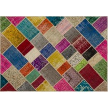 Apex Halı El Dokuması Patchwork Vintage Yün-Pamuk Multi Naturel Halı 21621 160 x 233 cm