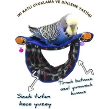 Ozzipetshop Muhabbet Kuşu Iki Katlı Sıcak Uyuklama ve Dinlenme Yatağı -Süpriz Hediyeli