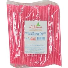 Pratik Ev Körüksüz Pipet Ayran Kola Meşrubat Pipeti 19 cm Kırmızı 150 Adet Paket