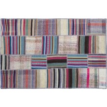 Apex Halı El Dokuması Patchwork Vintage Yün-Pamuk Çizgili Halı 1316 160 x 230 cm